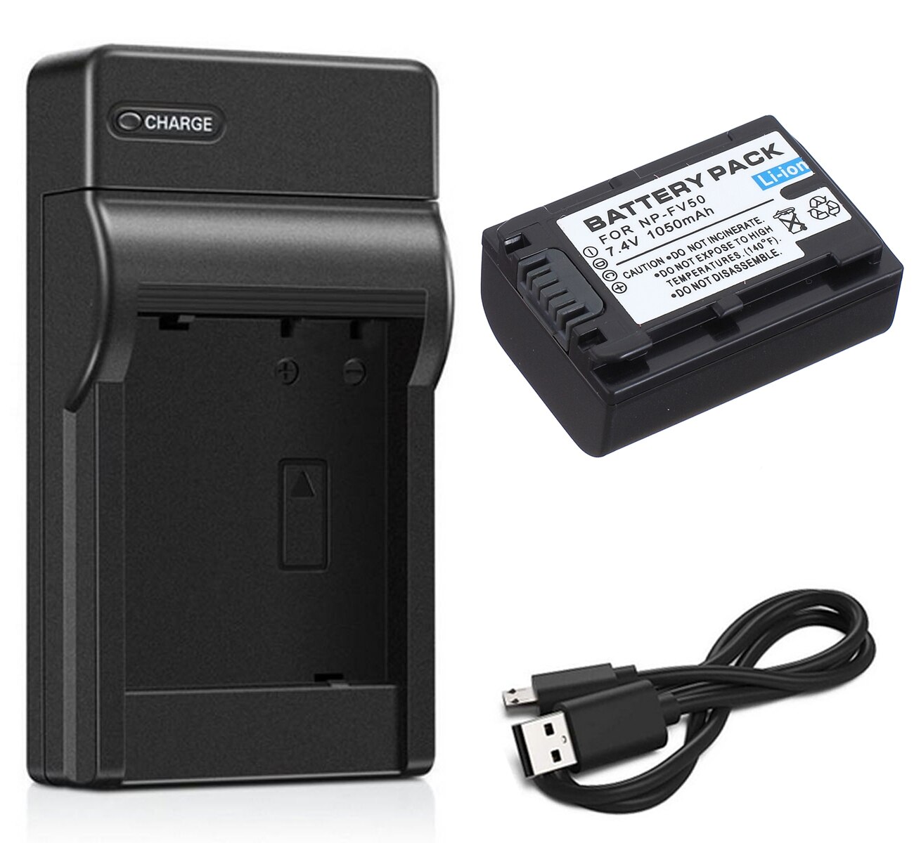 Batterie + chargeur pour Sony HDR-CX110E, HDR-CX130E, HDR-CX150E, HDR-CX160E, HDR-CX170E, HDR-CX180E, HDR-CX190E,, caméscope Handycam: Battery and ChargerA