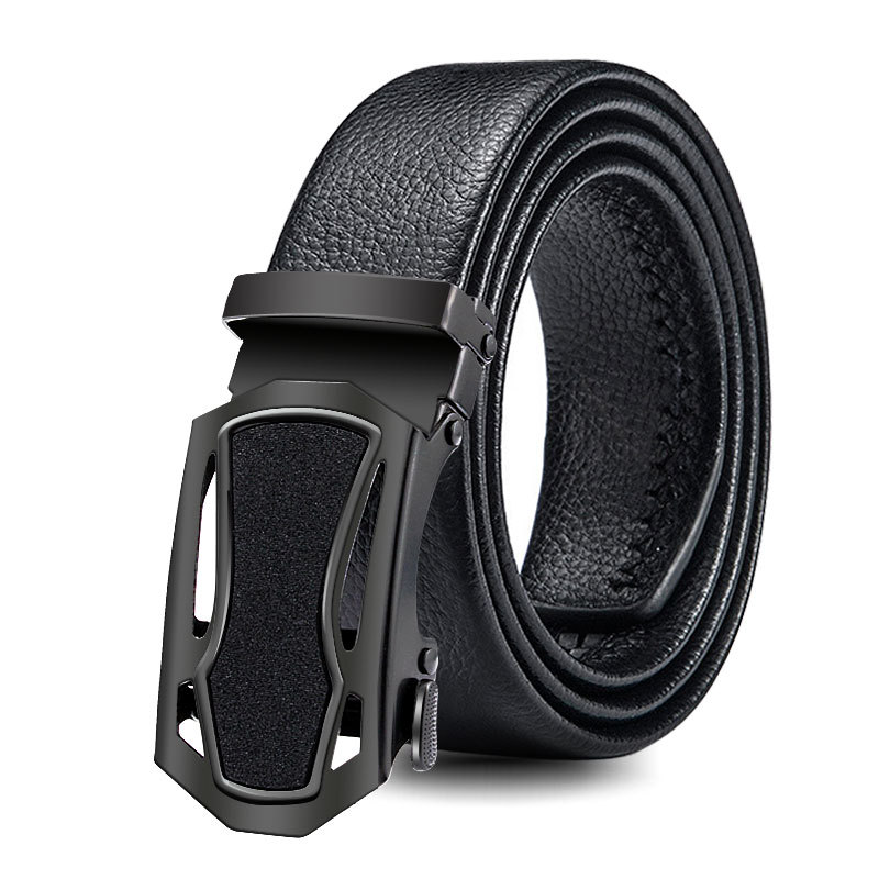 Men's automatic buckle belt Sports car styling buckle bark texture Business casual jeans belt p86: A