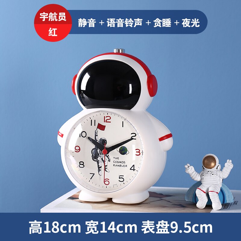 Astronaut Wekker Kan Praten Wekker Voor Kinderen En Jongens Wake-Up Artefact Stille Klok Desktop Studenten Snooze functie: C
