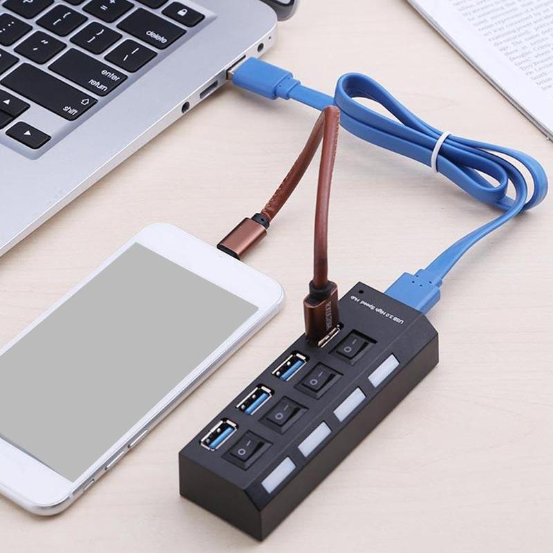 Usb 3.0 Hub 4 Port Usb Splitter Met Schakelaar 3 Meerdere Expander Gebruik Power Adapter 2.0 USB3 Hub Voor Pc