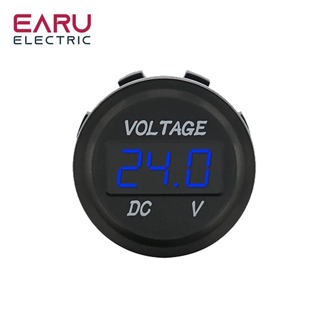 DC 5V-48V LED Mini Runde Wasserdichte Motorboot Motorrad Tafel Digital Voltmeter Tester Monitor Anzeige Voltmeter: Elfenbein