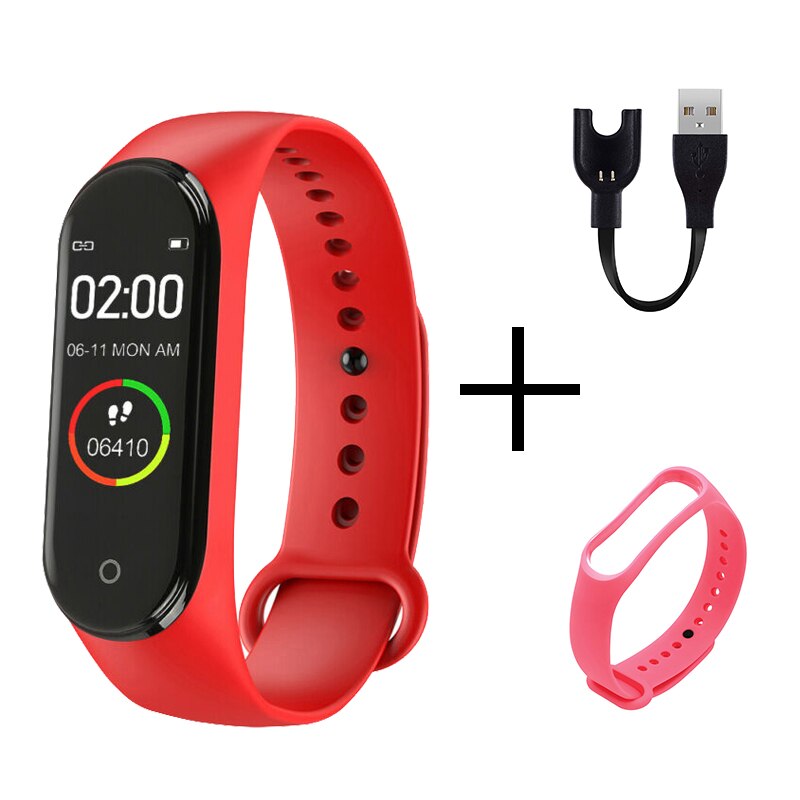 Sport Clever Armbinde Uhr Anruf Vibration Alarm Nachricht drücken Blutdruck Monitor Fitness Tracker Tragbare Digitale Armbanduhr: rot rosa