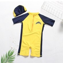 Cool Baby Swimwear Children Kids Sleeve Cartoon Shark Beach One Piece Swimsuit+Hat Swimwear Set Swimsuit for children