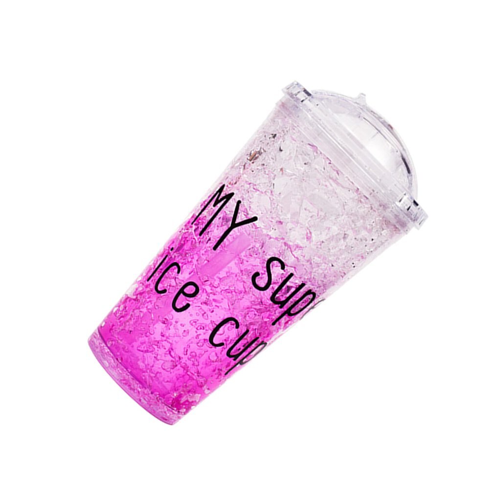 outdoor summer ice cup gel refrigeration double plastic color broken ice cup cold sippy cup custom letter