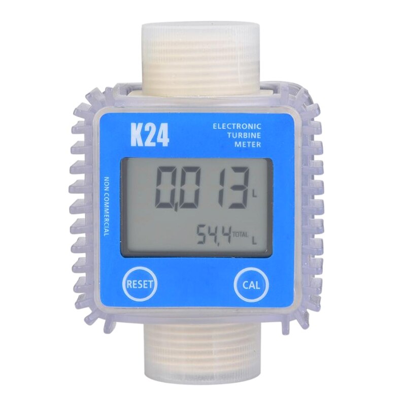 50LB LCD Fuel Flow Meter K24 Turbine Digital Die-sel Fuel Flowmeter Favorable for Chemicals Liquid Water