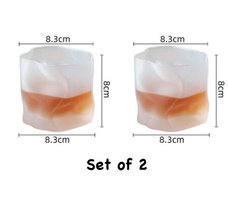 2 PCS 250ml Distorted Shape Whisky Glasses Old Fashioned Glass Water Glass,Juice Glass Set of 2: MatteFinish Set of 2