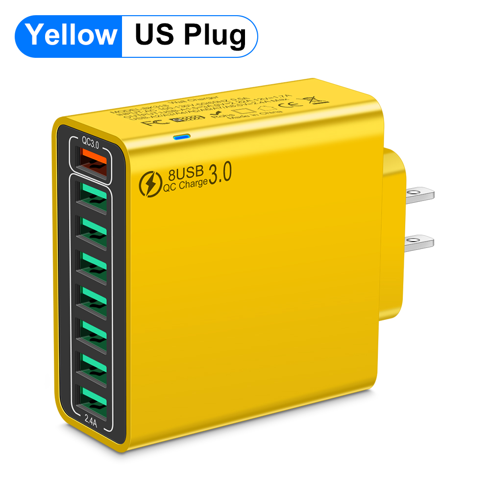 Total 100W 8 Ports charge rapide USB chargeur mural QC3.0 adaptateur de téléphone Portable Portable pour iPhone Huawei Samsung Xiaomi: BR