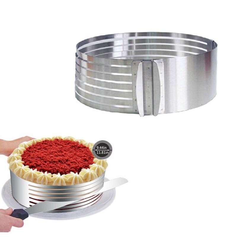 6-8Inch Verstelbare Cakevorm Rvs Ring Cake Slicer Bakken Tool Kit Set Mousse Mould Snijdende-35