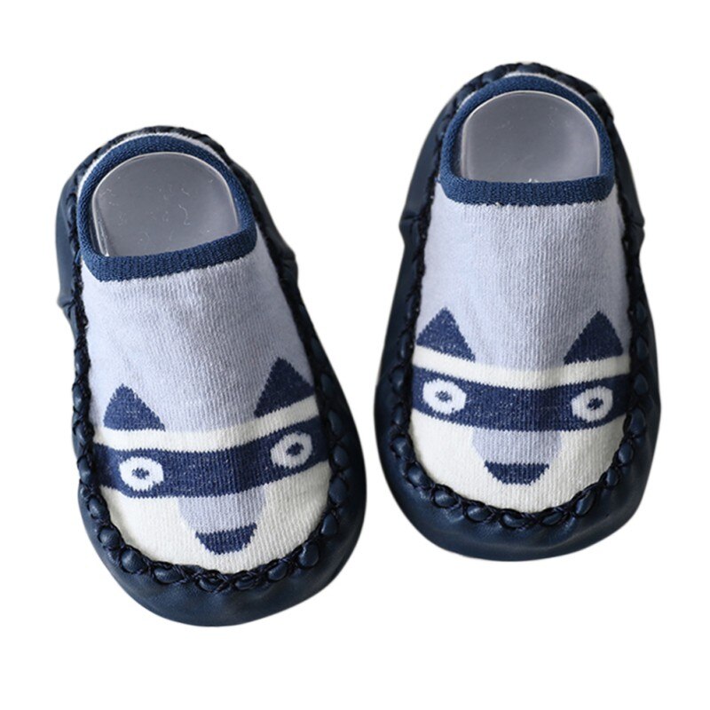 Herfst Baby Katoen Karakter Kids Meisjes Jongens Kinderen Indoor Floor Sokken Leren Zool Antislip Dikke Handdoek Peuter Sokken M1: Blue Dog / 12m