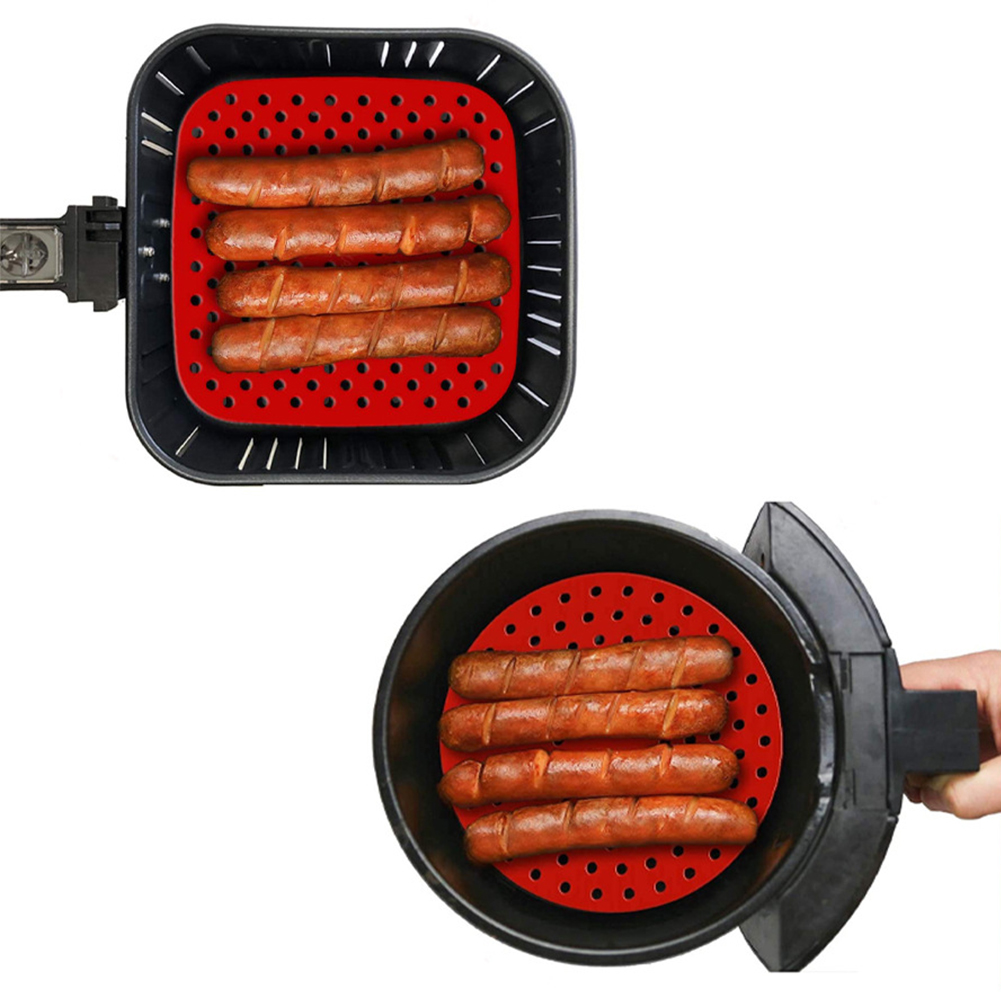 Air Fryer Pads Silicone Steamer Liners Paper Mold Air Fryer Parts Crisper Plate Airfryer Reused To Prevent Food Sticking Tool