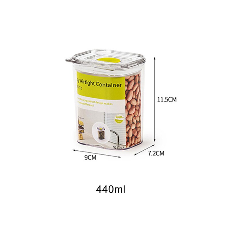 Luchtdicht Voedsel Opslag Containers Plastic Pantry Potten Boite Hermetique Alimentaire Transparant Bus Keuken Organizer: 440ml