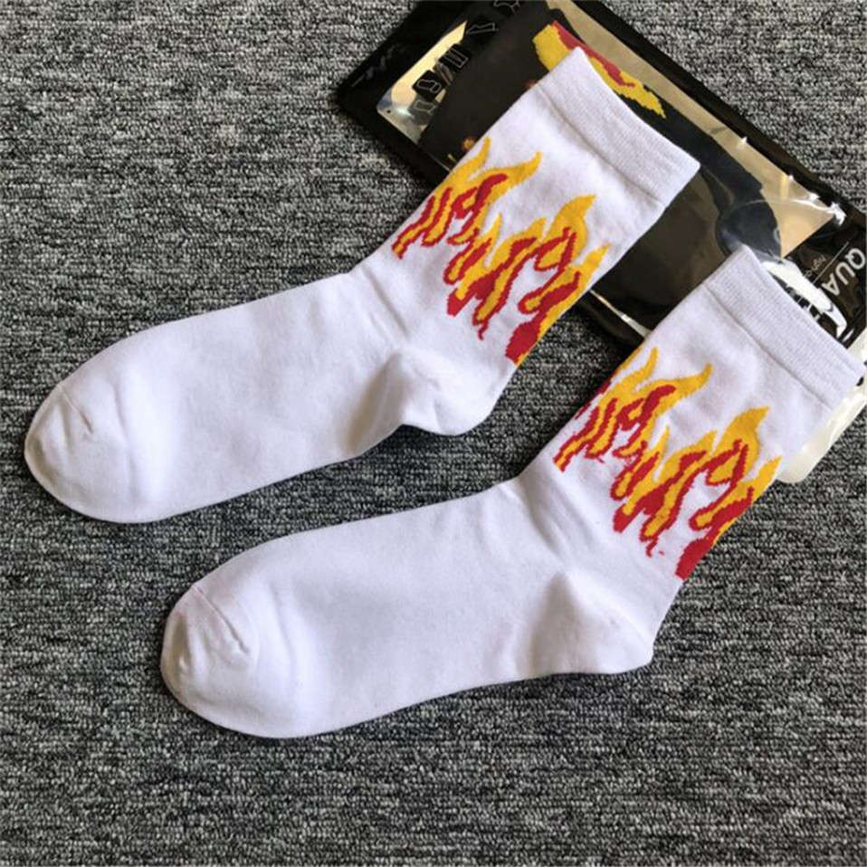 Men Sock Hip Hop Color On Fire Crew Socks Red Flame Blaze Power Torch Warmth Streetwear Skateboard Cotton Socks: Model 3