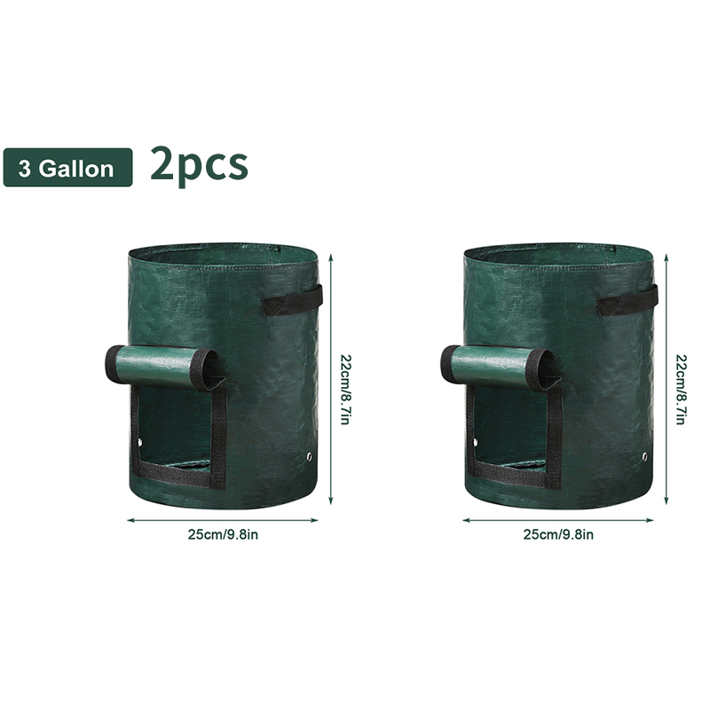 Garden Grow Bags 3/5/7/10 Gallon Plant Growing Bags PE Vegetable Planter Growing Bag DIY Fabric Grow Pot Potato Onion Bag: army green