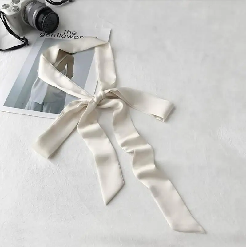 Accesorios de ropa suave para mujer, cinturón de bufandas de seda, cinta de Color sólido para vestido, bufanda larga de gasa para mujer, cinturones con lazo de 180cm