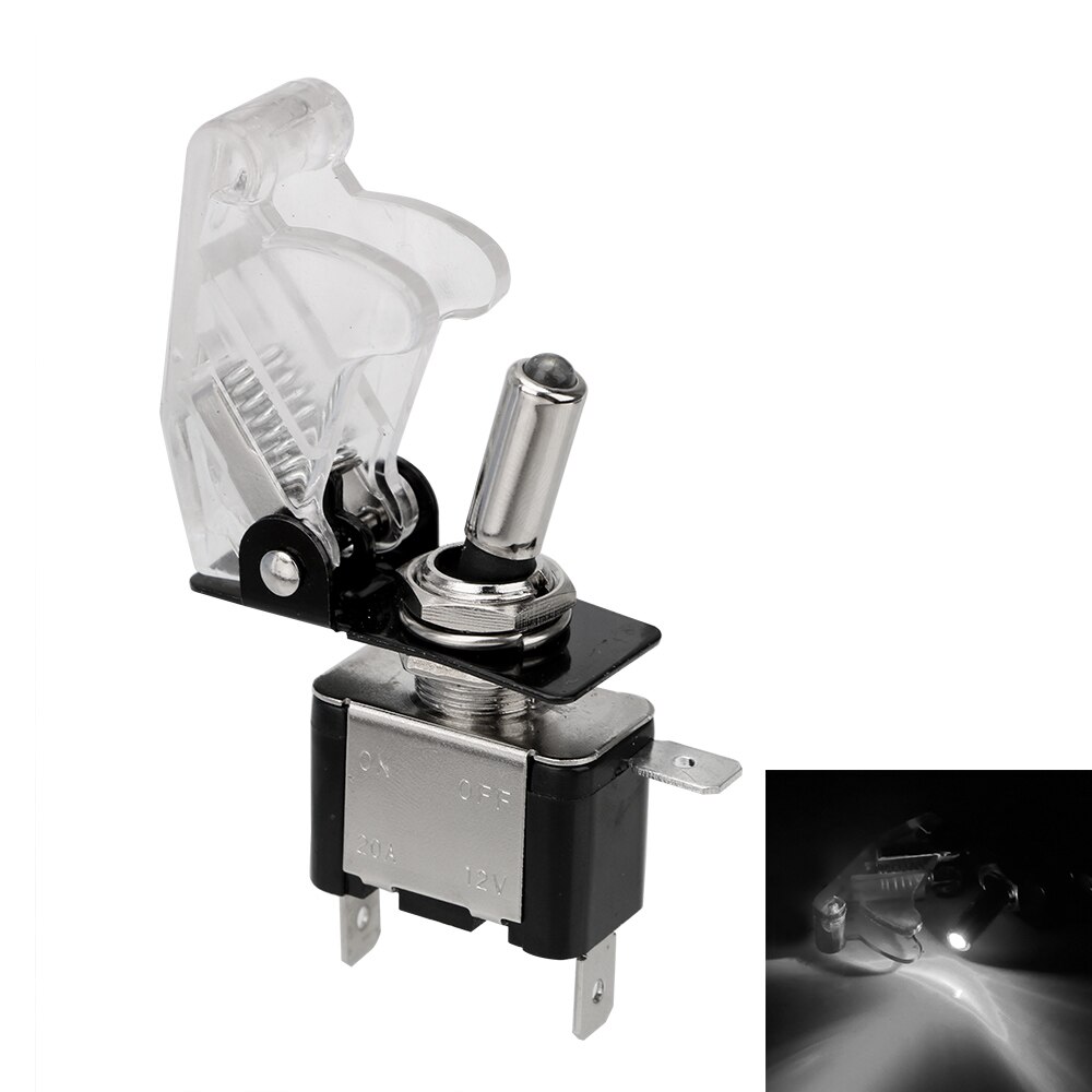 Leepee 12v 20a med beskyttelsesdeksel spst vippebryter ledd bryter kontroll på / av vippebryter bil auto deksel ledet lys: Hvit