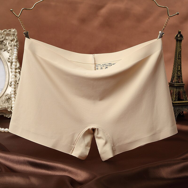 KJ22 Ladies Safety Lingerie Underwear Mid Waist Seamless Women's Panties Female Boyshort Pants: apricot