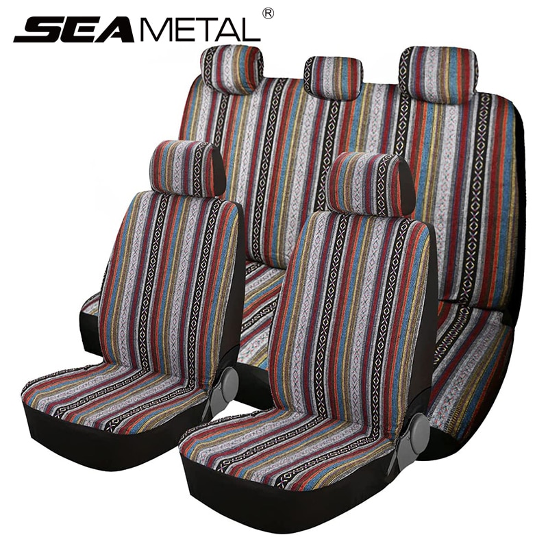 Universele Autostoel Cover Set Multi-color Etnische Stijl Duurzaam Emmer Seat Cover Voor Auto Auto Automotive Protector Pad