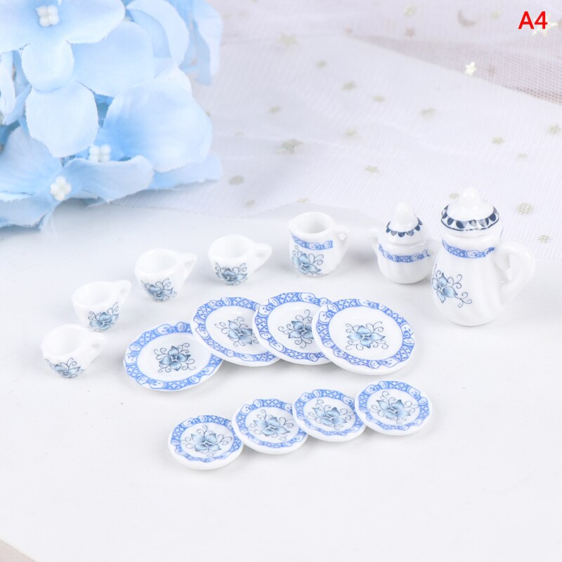 15 stk 1:12 miniature porcelæn te kop sæt chintz blomst bordservice køkken legetøj til børn dukkehus møbler: A4