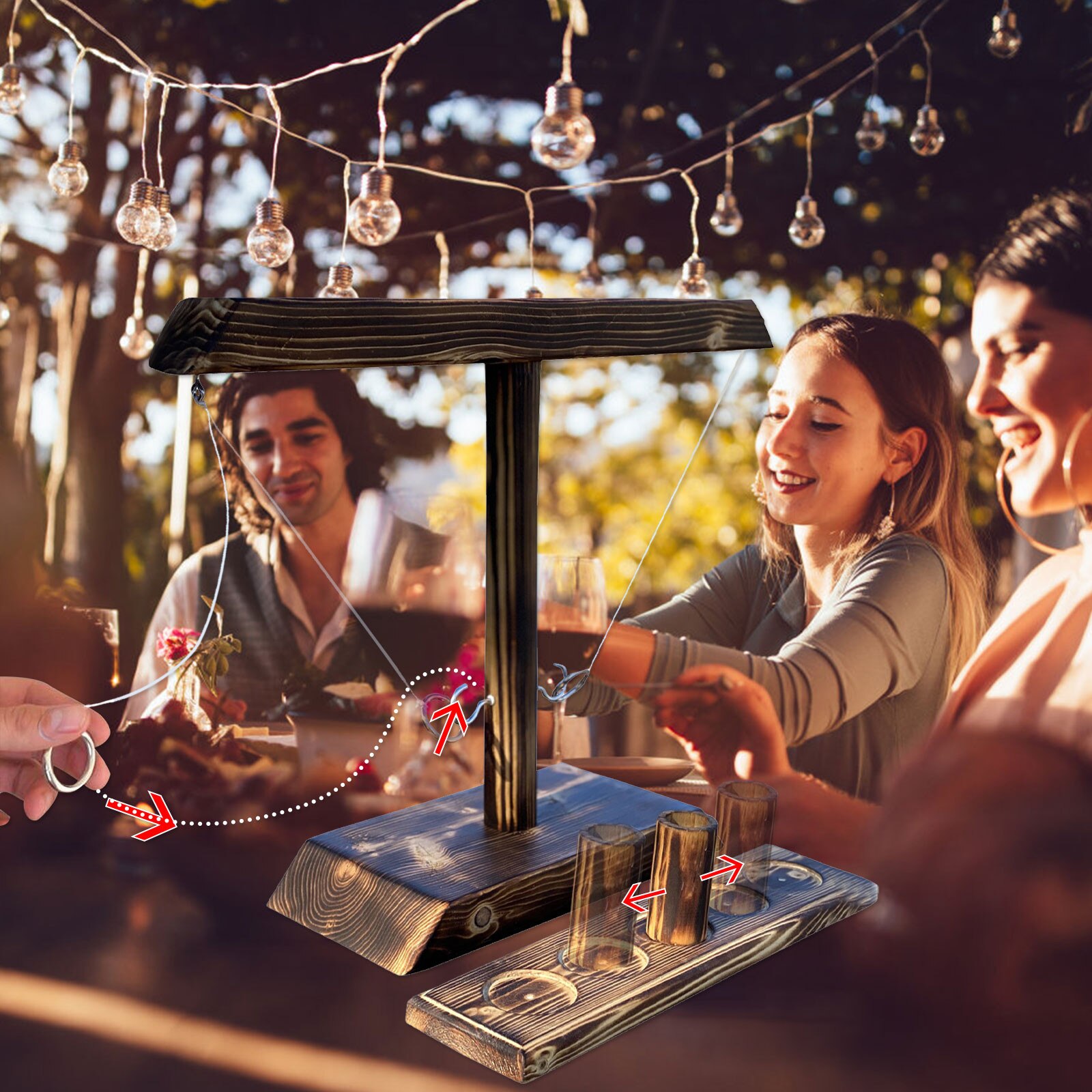 Partyspielzeug, freizeit-tischspiele, handgefertigte ringwurfhaken aus holz, schnelles interaktives spiel für bars und zuhause