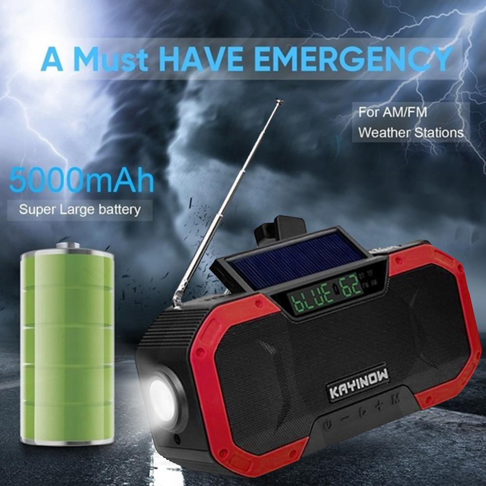 SOS Solar AM/FM Powerbank Outdoor Portable Reading Lamp Emergency Hand Crank Smart Bluetooth Speaker Alarm Usb Flashlight Radio