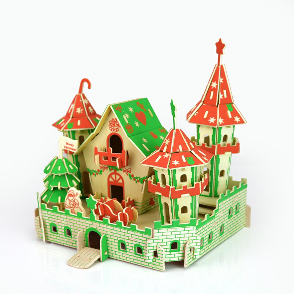 Kasteel Model Assemblage Grappige 3D Houten Hoge Lichtgewicht Originaliteit Prachtige Kerst Puzzel Speelgoed Puzzel Ornamenten