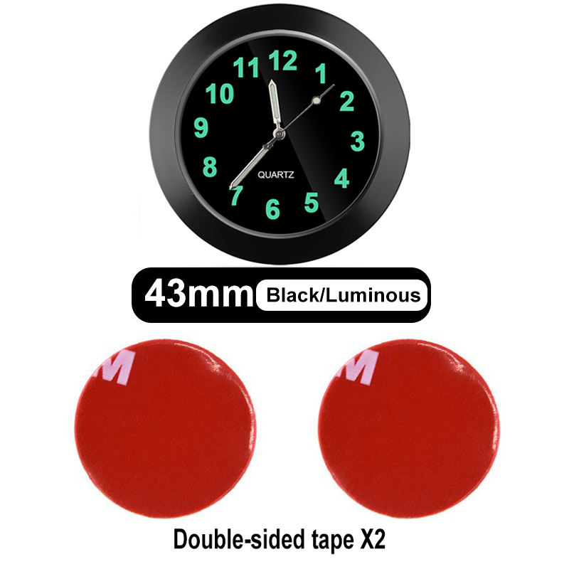 Mini Luminous Car Clock Automobiles Internal Stick-On Watch Mechanics Quartz Clocks Auto Ornament 40/43mm Mini Digital Clock