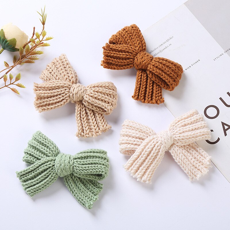 Herfst Winter Kinderen Hoofdtooi Meisjes Wol Boog Haarspeld Baby Haarspeld Baby Hoofddeksels Hoofdband Baby Meisje Accessoires