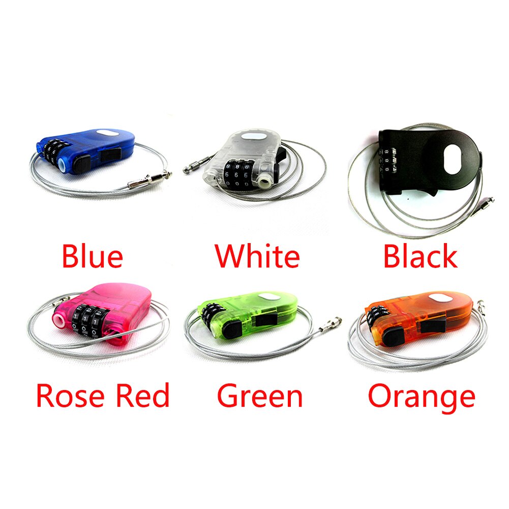 Password Code 3 Digit Rope Ski Anti Theft Padlock Pram Long Roller Cable Lock Mini Bicycle Parts Extendable Wire Security