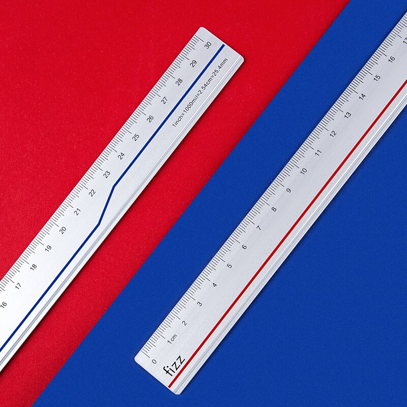 Fizz Staright Ruler Frosted Alloy Ruler Multi-Function Long Ruler 30CM Office Drawing Measurement Tool Student Use Stationery
