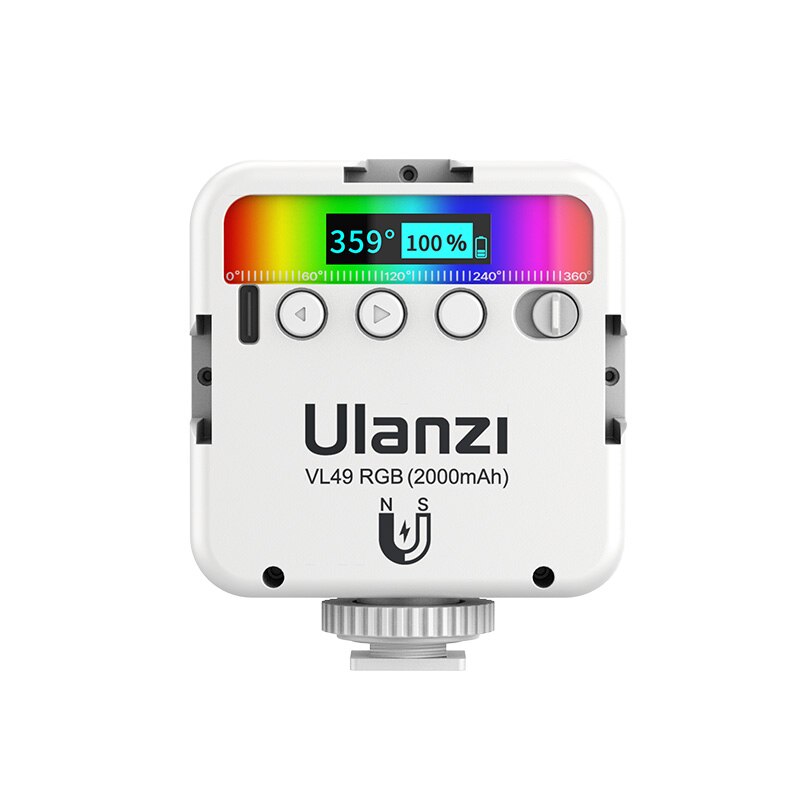 Ulanzi-luz em cores led para vídeo, tipo c, 2500k-9000k, 800lux, potência magnética: White VL49RGB