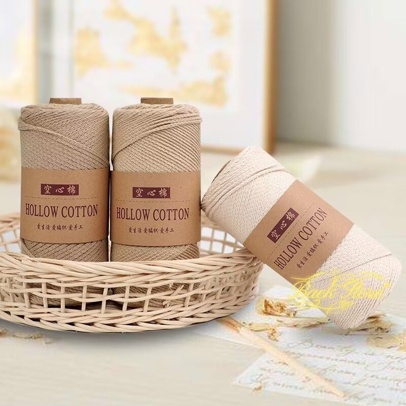 Hollow Cotton Thread Linen Yarn 150g Round Strand Medium Thick Cotton Thread Hand Woven DIY Crochet Hook Hat Bag Material