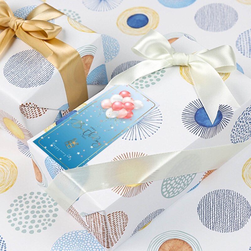 50pcs Happy Birthday Stickers Rectangle Box Sealing Labels Waterproof Sticker for Kids Wrapping Scrapbooking