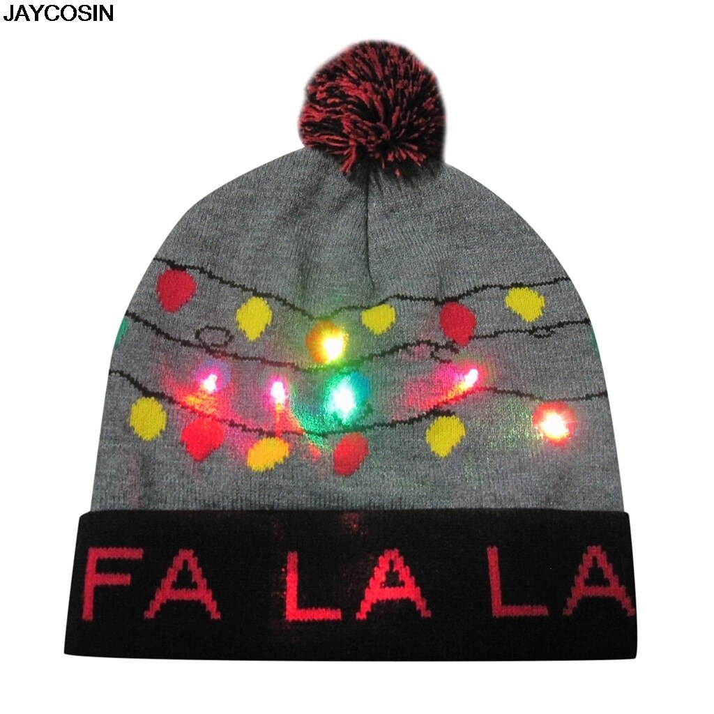 LED Luminous Christmas Hats Beanie Sweater Christmas Santa Hat Light Up Knitted Hat For Kid Adult For Christmas Party 9109