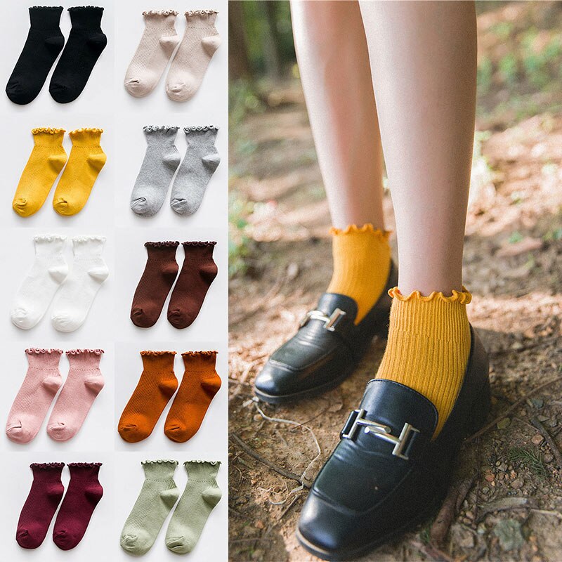 Mode Vrouwen Sokken Leuke Effen Kleur Enkel Hoge Casual Warm Ademend Sokken Health99
