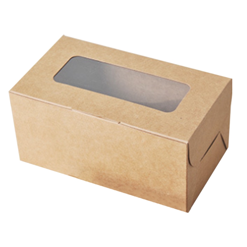 Caja de cartón portátil para magdalenas, recipiente de embalaje con ventana para magdalenas, 2/4/6 cápsulas, 10 unidades