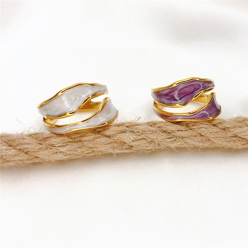 Mode Vrouwen Onregelmatige Patroon Olie Druipen Openin Verstelbare Ring Mode Eenvoudige Ring Sieraden