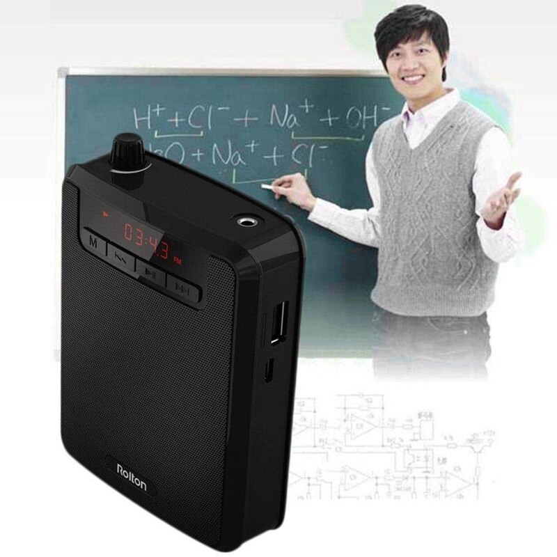 Rolton k300 megaphone portátil amplificador de voz banda cintura clipe suporte fm rádio tf mp3 alto-falante power bank guias turísticos, professores