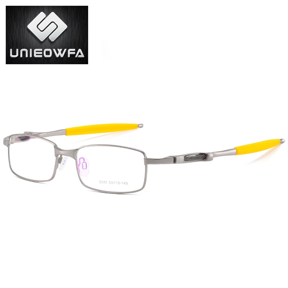 Sport Steampunk Optical Eyeglasses Frame Men Alloy Prescription Glasses Frame Men Myopia Clear Transparent Full Frame Eyewear: C4 Yellow