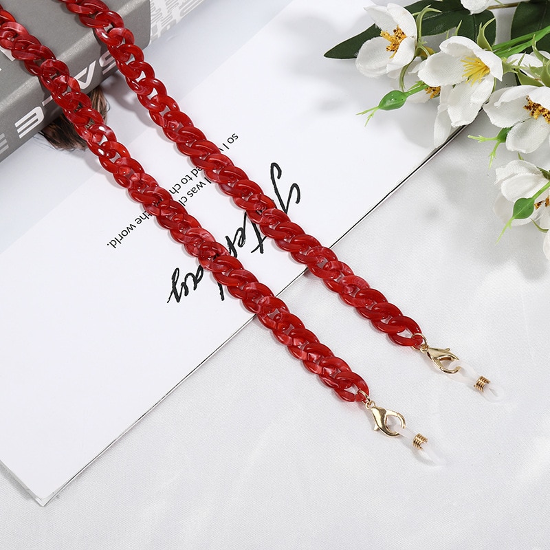 Trendy Small Acrylic Glasses Chains Lanyard Hang Mask Chain Sunglasses Cord Holder Neck Strap Rope Accessory for Women Girl