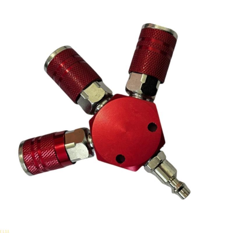 U13A Air Compressor Manifold Fitting 3 Way Manifold Quick Connectors Multipurpose
