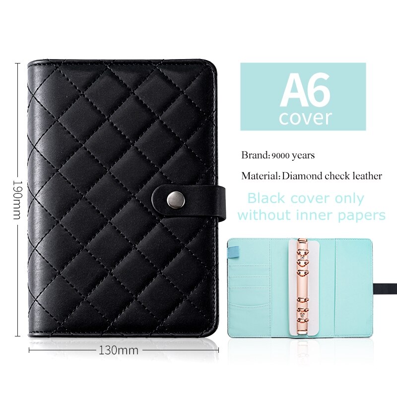 A6 Dialy Note Book,School Office Supplies Binder Diary Pocket Filler Planner Diamond Checkered Dupe Agenda: Tiffiany Blue Case