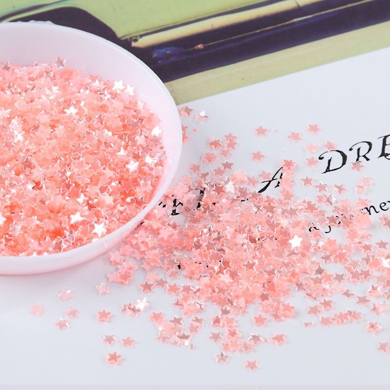 10 G/pak Transparante Kleuren 3Mm Little Star Vorm Losse Pailletten Diy Nail Craft Sieraden Maken, Bruiloft Decoratie Confetti: BL Pink