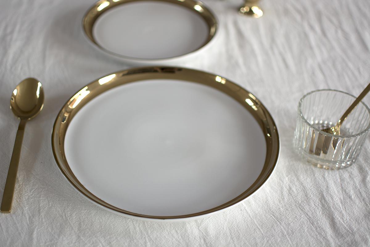 Gold Inlay Dinner Plates Porcelain Dishes Dessert Plate: 26cm