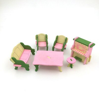 Dollhouse Wooden Colorful Dolls House Miniature Furniture Toys Toy Kids Simulation Furnitures Models House Decor Doll Xmas: 3