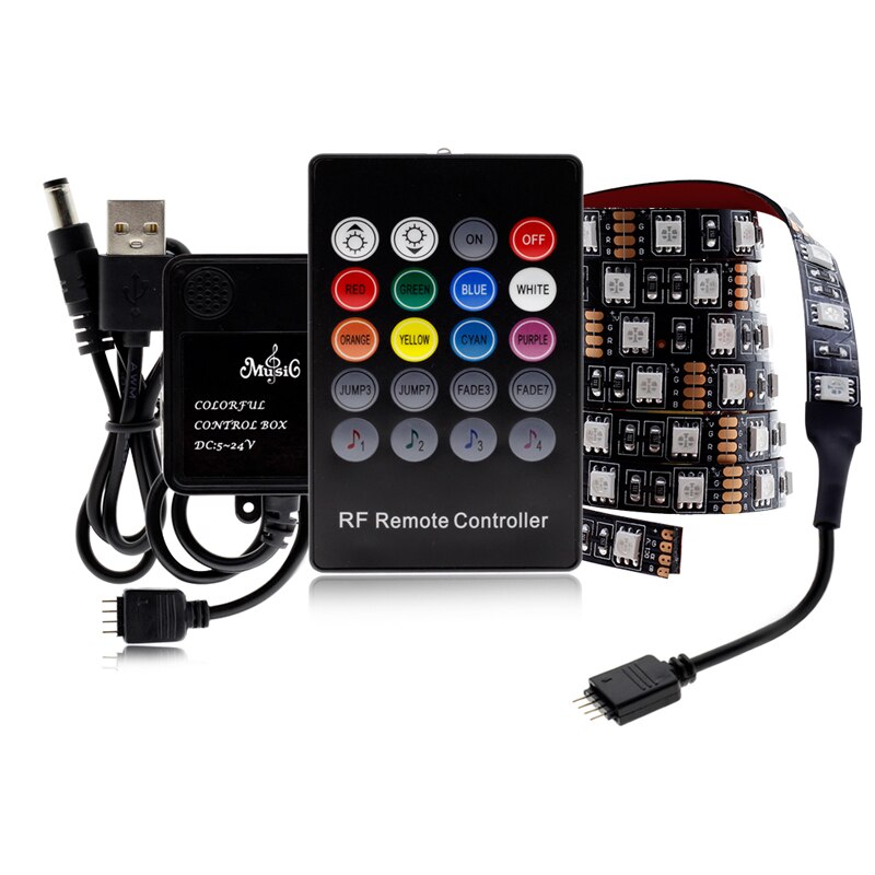 USB 5V 5050 LED Strip RGB Light Diode Bpcb 50CM-5M Waterproof With LED Controller Bluetooth Music Remote DC 5V LED Strip 60LED/M