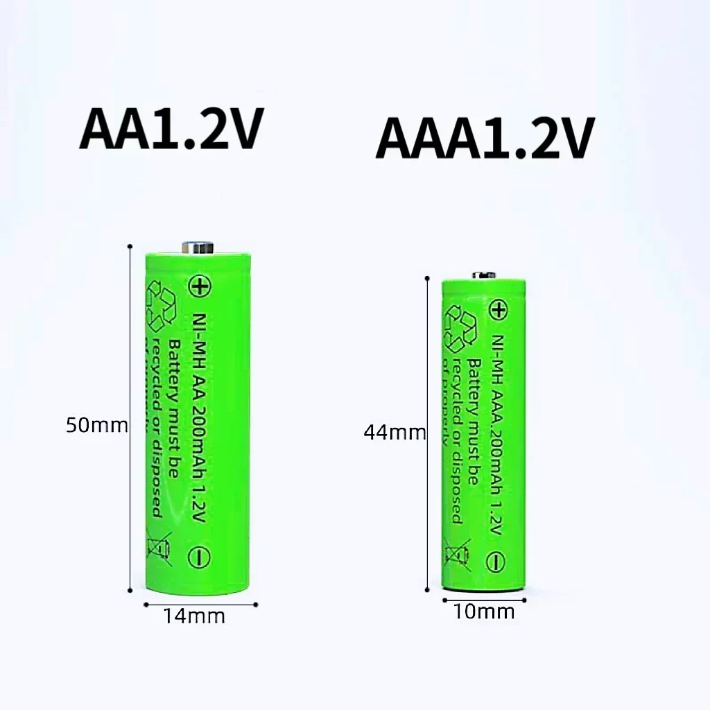 200 mAh 1,2 V AA/AAA wiederaufladbarer Ni-MH-Akku für RC-Spielzeugbatterien, Uhren, LED-Solarenergie