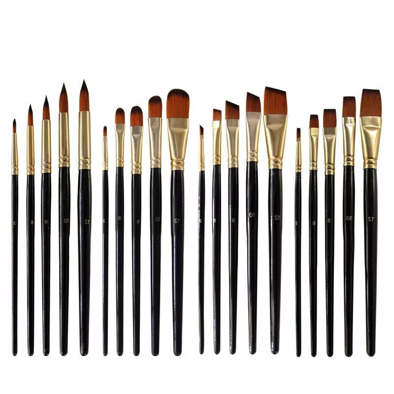 Ensemble de pinceaux de peinture à l'huile, 5 pièces, poils en Nylon, rond, pinceau plat, ange filert, acrylique, bricolage, stylo aquarelle pour artistes, débutants