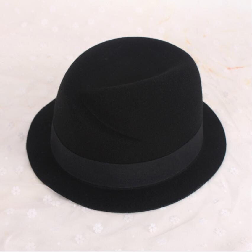 Sombrero Fedora con cinta de grogrén para mujer, gorro de lana 100% de , cálido, cómodo y fresco, varios colores,
