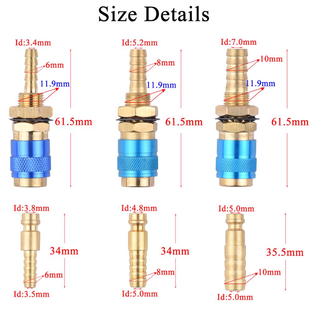 5mm 8mm Water Cooled Air Cooled Gas Water Adapter Quick Connector Fitting For MIG TIG Welding Torch Plug