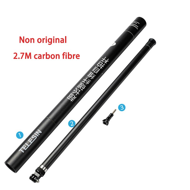 3m Aluminum Alloy Pole Super Long Five-section Telescopic Selfie Stick For Insta360 One X & One R 360 VR Camera Accessories: 2.7m carbon fibre